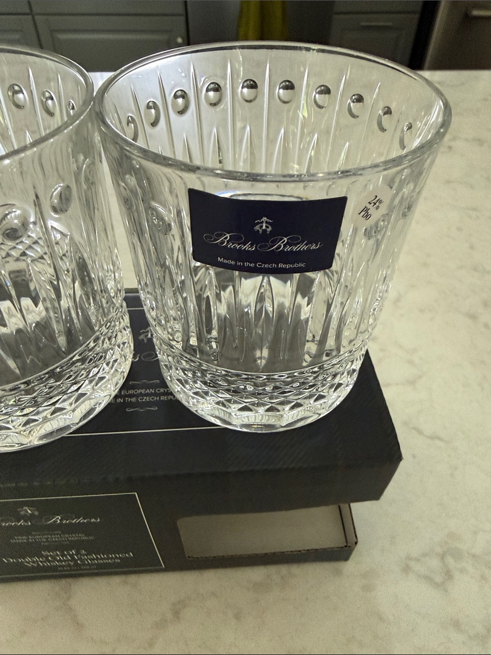Brooks Brothers Clear Crystal Double Old Fashioned Whiskey Glasses - Clear - Picture 8 of 11